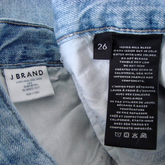 J Brand Joan High Rise Wide Leg Jeans Blissed Out Boho Raw Frayed Hem Tall 26 - Picture 5 of 15